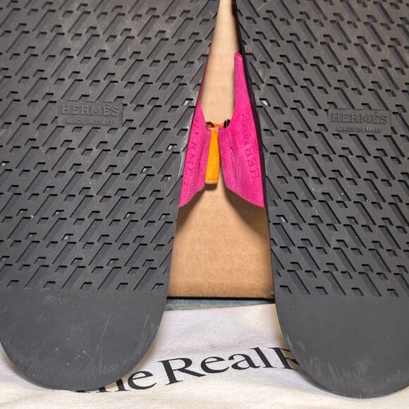 HERMES Suede Women’s Chypre Sandals Rose Chapas Orange Goatskin US 6 / EU 36 - Picture 8 of 10